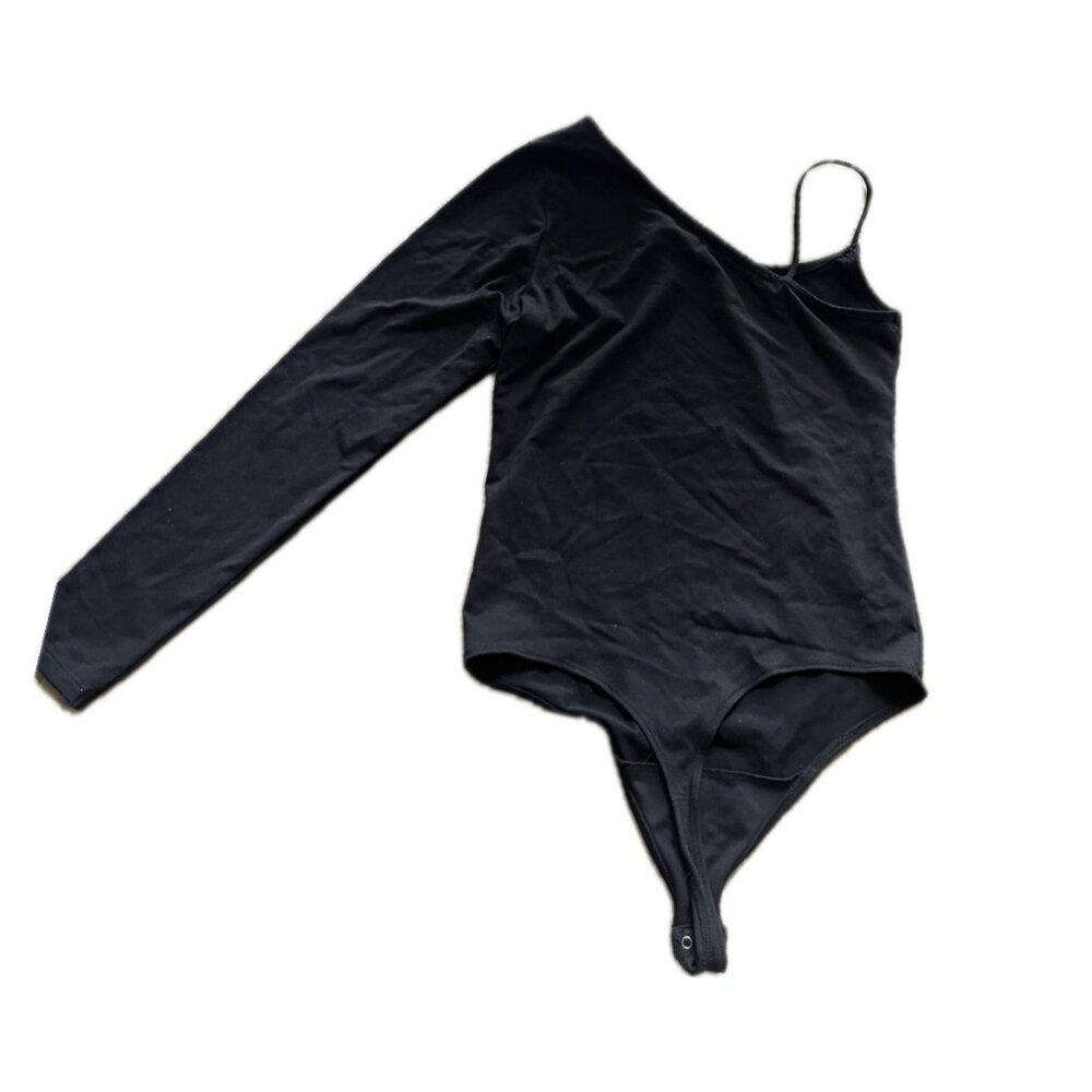 abercrombie & fitch one shoulder black bodysuit